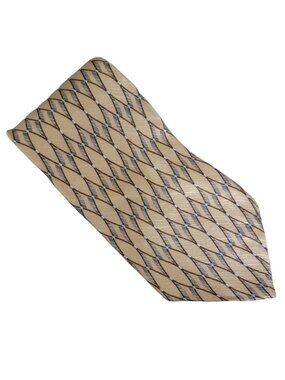 Dockers Khakis Silk Tie Brown Geometric Triangles Mens Necktie Made In USA
